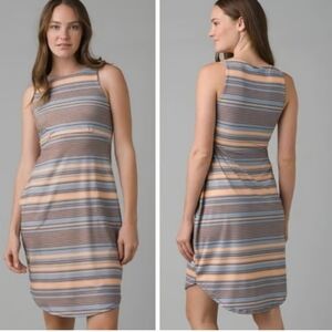 NWOT Prana emerald lake red clay striped sleeveless dress sz XS